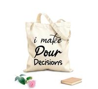 AILOONG Borse della spesa in poliestere e cotone Prendo le mie decisioni - Citazione in lettere nere Tessuto spesso 12 once Riutilizzabile 31x36cm Media