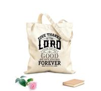 AILOONG Borse della spesa in poliestere e cotone Ringraziate il Signore perché è buono Tessuto spesso 12 once Riutilizzabile 35x40cm Grande