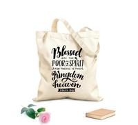 AILOONG Borse della spesa in poliestere e cotone Scritta a mano con versetto biblico Benedetto Tessuto spesso 12 once Riutilizzabile 25x30cm Piccola