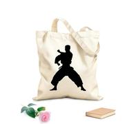 AILOONG Borse della spesa in poliestere e cotone Silhouette Di Pencak Silat Atleta In Azione Tessuto spesso 12 once Riutilizzabile 25x30cm Piccola