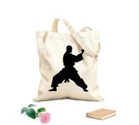 AILOONG Borse della spesa in poliestere e cotone Silhouette Di Pencak Silat Atleta In Azione Tessuto spesso 12 once Riutilizzabile 31x36cm Media