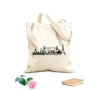 AILOONG Borse della spesa in poliestere e cotone Skyline della città di Parigi 1 Tessuto spesso 12 once Riutilizzabile 35x40cm Grande