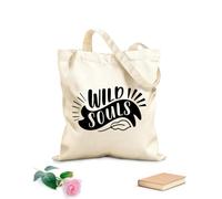 AILOONG Borse della spesa in poliestere e cotone Tessuto spesso 12 once Citazioni motivazionali e ispiratrici Wild Souls Riutilizzabile 35x40cm Grande