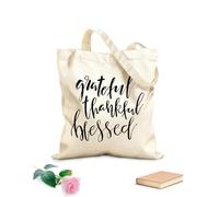 AILOONG Borse della spesa in poliestere e cotone Tessuto spesso 12 once Grato, riconoscente, benedetto, ispiratore Riutilizzabile 31x36cm Media