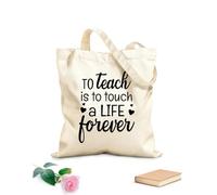 AILOONG Borse della spesa in poliestere e cotone Tessuto spesso 12 once Insegnare è toccare una vita per sempre fonte di ispirazione Riutilizzabile 25x30cm Piccola