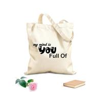 AILOONG Borse della spesa in poliestere e cotone Tessuto spesso 12 once La mia mente è piena di lettere nere. Citazione Riutilizzabile 31x36cm Media