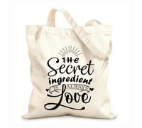 AILOONG Borse della spesa in poliestere e cotone Tessuto spesso 12 once L'ingrediente segreto è sempre l'amore - Citazioni Riutilizzabile 31x36cm Media