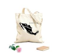 AILOONG Borse della spesa in poliestere e cotone Tessuto spesso 12 once Mappa stilizzata disegnata a mano delle città del Messico Riutilizzabile 25x30cm Piccola