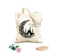 AILOONG Borse della spesa in poliestere e cotone Tessuto spesso 12 once Ramadan Karim Arabic Kareem Riutilizzabile 31x36cm Media