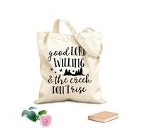 AILOONG Borse della spesa in poliestere e cotone Tessuto spesso 12 once Se Dio vuole e il torrente non si alza citazioni Riutilizzabile 35x40cm Grande