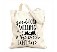 AILOONG Borse della spesa in poliestere e cotone Tessuto spesso 12 once Se Dio vuole e il torrente non si alza citazioni Riutilizzabile 25x30cm Piccola