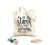 AILOONG Borse della spesa in poliestere e cotone Tessuto spesso 12 once Se le stelle sono state fatte per adorarle, lo farò anch'io Riutilizzabile 35x40cm Grande