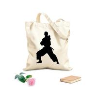 AILOONG Borse della spesa in poliestere e cotone Tessuto spesso 12 once Silhouette Di Pencak Silat Atleta In Azione Riutilizzabile 35x40cm Grande