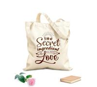 AILOONG Borse della spesa in poliestere e cotone Tessuto spesso 340g/m² L'ingrediente segreto è sempre l'amore - Citazioni Riutilizzabile