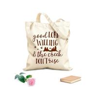 AILOONG Borse della spesa in poliestere e cotone Tessuto spesso 340g/m² Se Dio vuole e il torrente non si alza citazioni Riutilizzabile