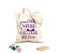 AILOONG Borse della spesa in poliestere e cotone Tessuto spesso 340g/m² Se Dio vuole e il torrente non si alza citazioni Riutilizzabile