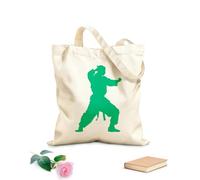 AILOONG Borse della spesa in poliestere e cotone Tessuto spesso 340g/m² Silhouette Di Pencak Silat Atleta In Azione Riutilizzabile