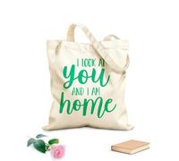 AILOONG Borse della spesa in poliestere e cotone Ti guardo e sono a casa - Citazioni ispiratrici Tessuto spesso 340g/m² Riutilizzabile