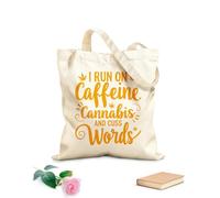 AILOONG Borse della spesa in poliestere e cotone Vado a caffeina, canna parolacce Tessuto spesso 340g/m² Riutilizzabile