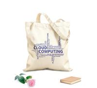 AILOONG Borse della spesa in poliestere e cotone Word Cloud Computing Tessuto spesso 340g/m² Riutilizzabile