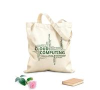 AILOONG Borse della spesa in poliestere e cotone Word Cloud Computing Tessuto spesso 340g/m² Riutilizzabile