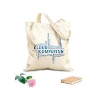 AILOONG Borse della spesa in poliestere e cotone Word Cloud Computing Tessuto spesso 340g/m² Riutilizzabile