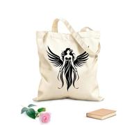 AILOONG Borse in tela con fantasia personalizzabile angelo custode celeste emblema serafico eleganza ali d'angelo Tessuto spesso 12 once Abbinabile agli abiti 31x36cm Media