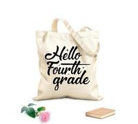 AILOONG Borse in tela con fantasia personalizzabile Ciao a tutti, dalla prima alla decima elementare, tornate a scuola! Tessuto spesso 12 once Abbinabile agli abiti 31x36cm Media