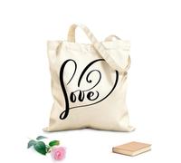 AILOONG Borse in tela con fantasia personalizzabile design di auguri d'amore con elegante frase scritta in stile vintage Tessuto spesso 12 once Abbinabile agli abiti 31x36cm Media