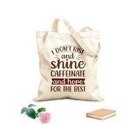 AILOONG Borse in tela con fantasia personalizzabile non mi alzo e brillo caffeina e speranza Tessuto spesso 340g/m² Abbinabile agli abiti