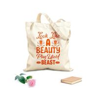 AILOONG Borse in tela con fantasia personalizzabile sembra una bellezza che gioca come una bestia Tessuto spesso 340g/m² Abbinabile agli abiti
