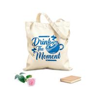 AILOONG Borse in tela stampate digitalmente bevi il caffè del momento Tessuto spesso 340g/m² Utilizzabile come trousse per il trucco
