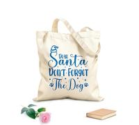 AILOONG Borse in tela stampate digitalmente caro babbo natale non dimenticare il cane Tessuto spesso 340g/m² Utilizzabile come trousse per il trucco