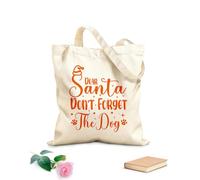 AILOONG Borse in tela stampate digitalmente caro babbo natale non dimenticare il cane Tessuto spesso 340g/m² Utilizzabile come trousse per il trucco