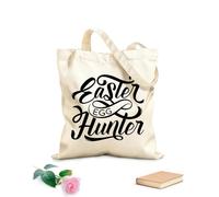 AILOONG Borse in tela stampate digitalmente distintivo delle vacanze di Pasqua con uovo, orecchio di coniglio e croce Tessuto spesso 12 once Utilizzabile come trousse per il trucco 35x40cm Grande