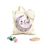 AILOONG Borse in tela stampate digitalmente eid mubarak con mezzaluna e lanterne Tessuto spesso 340g/m² Utilizzabile come trousse per il trucco
