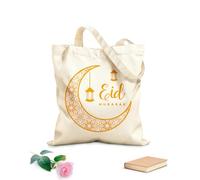 AILOONG Borse in tela stampate digitalmente eid mubarak con mezzaluna e lanterne Tessuto spesso 340g/m² Utilizzabile come trousse per il trucco