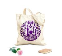 AILOONG Borse in tela stampate digitalmente Elegante bottiglia rotonda in vetro con uva, chicchi e viti Tessuto spesso 340g/m² Utilizzabile come trousse per il trucco