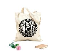 AILOONG Borse in tela stampate digitalmente Elegante bottiglia rotonda in vetro con uva, chicchi e viti Tessuto spesso 12 once Utilizzabile come trousse per il trucco 31x36cm Media