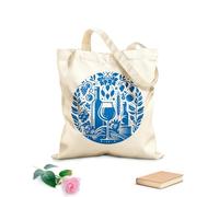 AILOONG Borse in tela stampate digitalmente Elegante bottiglia rotonda in vetro con uva, chicchi e viti Tessuto spesso 340g/m² Utilizzabile come trousse per il trucco
