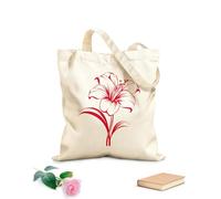AILOONG Borse in tela stampate digitalmente elegante e di un singolo fiore di giglio perfetto Tessuto spesso 340g/m² Utilizzabile come trousse per il trucco