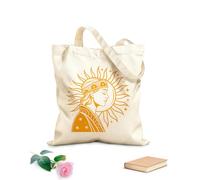 AILOONG Borse in tela stampate digitalmente elegante ritratto di donna celeste, arte a raggi di sole Tessuto spesso 340g/m² Utilizzabile come trousse per il trucco