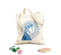 AILOONG Borse in tela stampate digitalmente elegante ritratto di donna celeste, arte a raggi di sole Tessuto spesso 340g/m² Utilizzabile come trousse per il trucco
