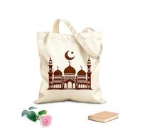 AILOONG Borse in tela stampate digitalmente elegante silhouette della cupola di una moschea e della luna crescente Tessuto spesso 340g/m² Utilizzabile come trousse per il trucco