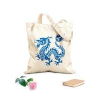 AILOONG Borse in tela stampate digitalmente immagine di design della silhouette dell'icona del drago Tessuto spesso 340g/m² Utilizzabile come trousse per il trucco