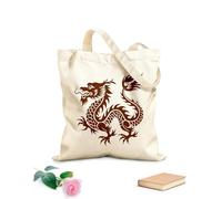 AILOONG Borse in tela stampate digitalmente immagine di design della silhouette dell'icona del drago Tessuto spesso 340g/m² Utilizzabile come trousse per il trucco