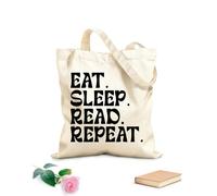 AILOONG Borse in tela stampate digitalmente mangiare dormire ripetere progettare anche Tessuto spesso 12 once Utilizzabile come trousse per il trucco 31x36cm Media