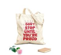 AILOONG Borse in tela stampate digitalmente Non fermarti quando sei a tempo, frase motivazionale disegnata a mano, calligrafia Tessuto spesso 340g/m² Utilizzabile come trousse per il trucco