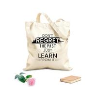 AILOONG Borse in tela stampate digitalmente non rimpiangere il passato, impara semplicemente da esso Tessuto spesso 12 once Utilizzabile come trousse per il trucco 31x36cm Media