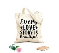 AILOONG Borse in tela stampate digitalmente ogni storia d'amore è un bellissimo modello per San Valentino Tessuto spesso 12 once Utilizzabile come trousse per il trucco 25x30cm Piccola